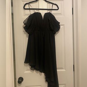 Black off the shoulder high-low dress from Vici. Size Small. NWT